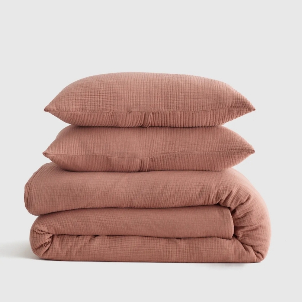 Quince Organic Cotton Airy Gauze Duvet Cover Set! King/ Cal King (946)